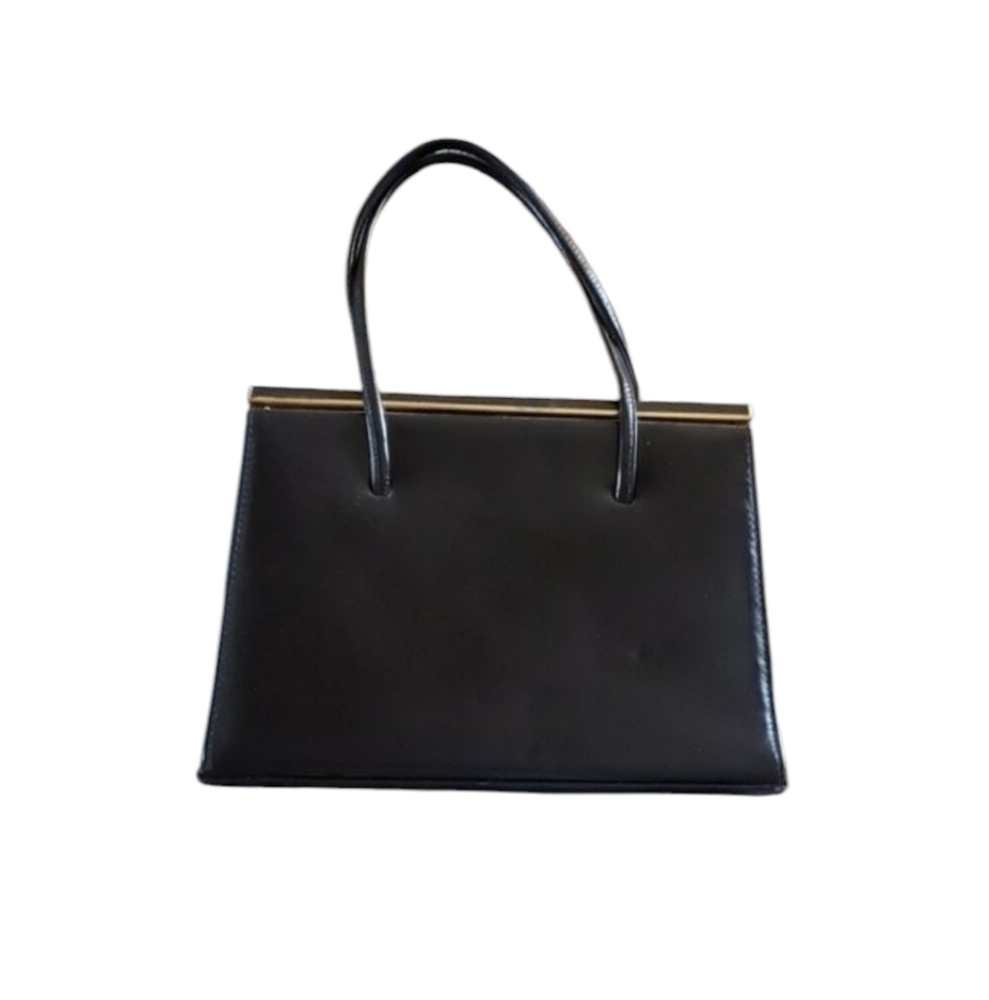 Vintage Ackery London Made in England Black Leather Handbag